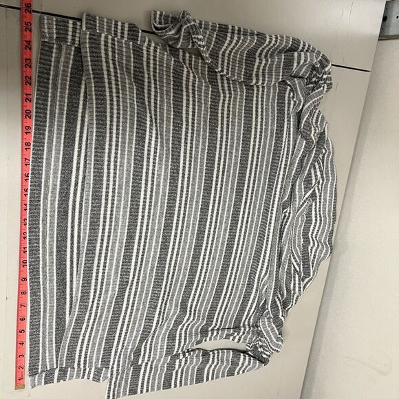 Chico’s Zenergy Cowl Neck Sweater Women’s 3 XL 16/18 Gray White Striped Ribbed - Picture 14 of 15